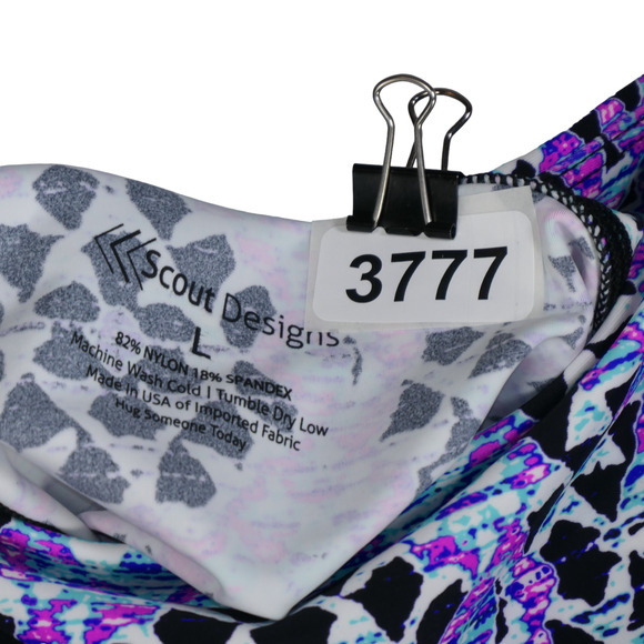 Scout Designs Swim Shorts Womens L Purple Swimsuit Bottom Hi Waist Ruched Sides - Picture 7 of 7